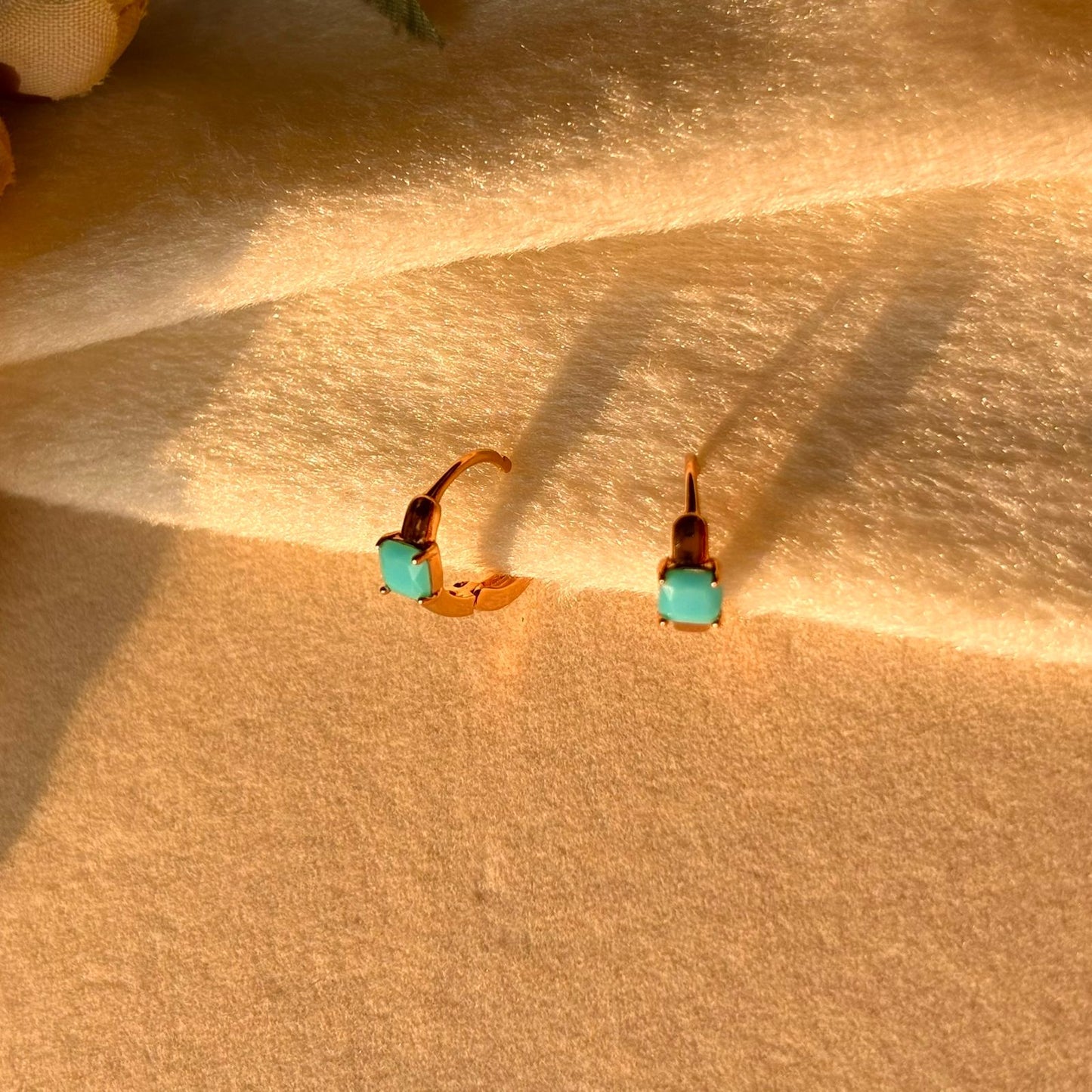 Sky Blue Tiny Bali Earrings - Gold Plated