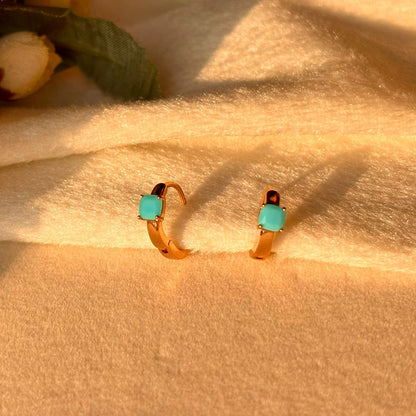 Sky Blue Tiny Bali Earrings - Gold Plated