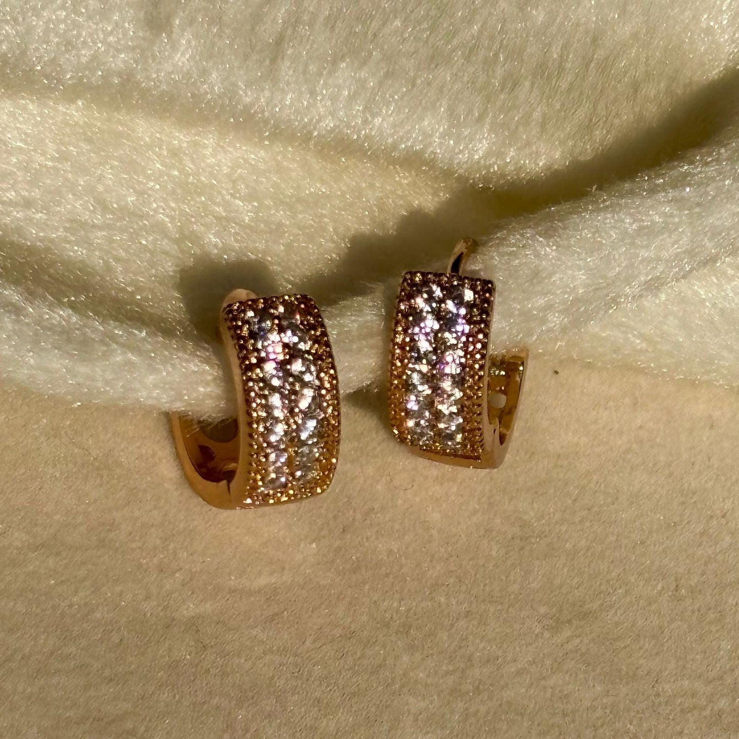 Diamond Studded Bali Earrings - Gold Plated