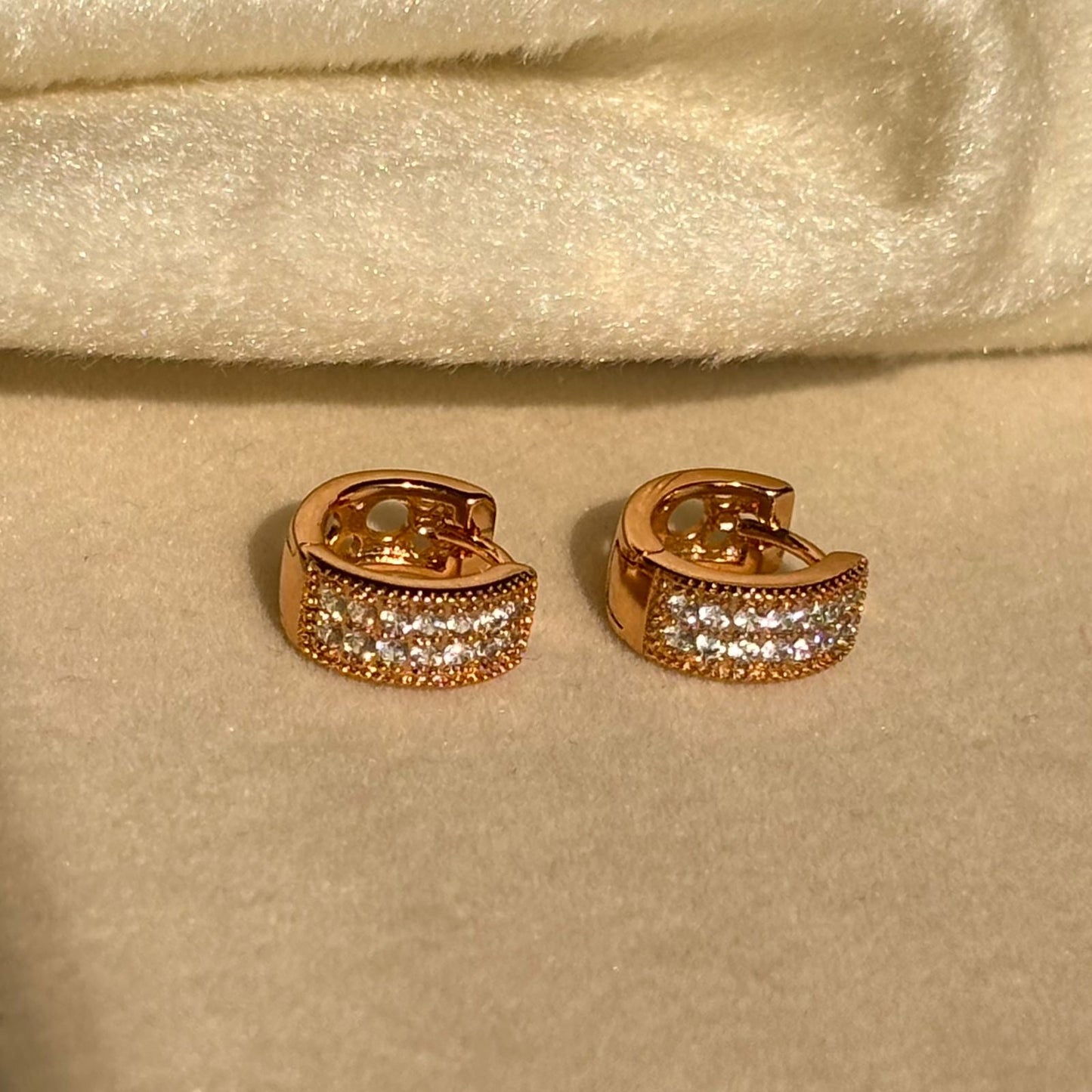 Diamond Studded Bali Earrings - Gold Plated