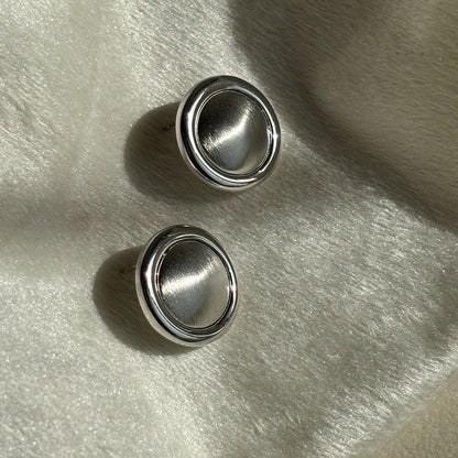 Buttons Studs Earrings - Silver Plated