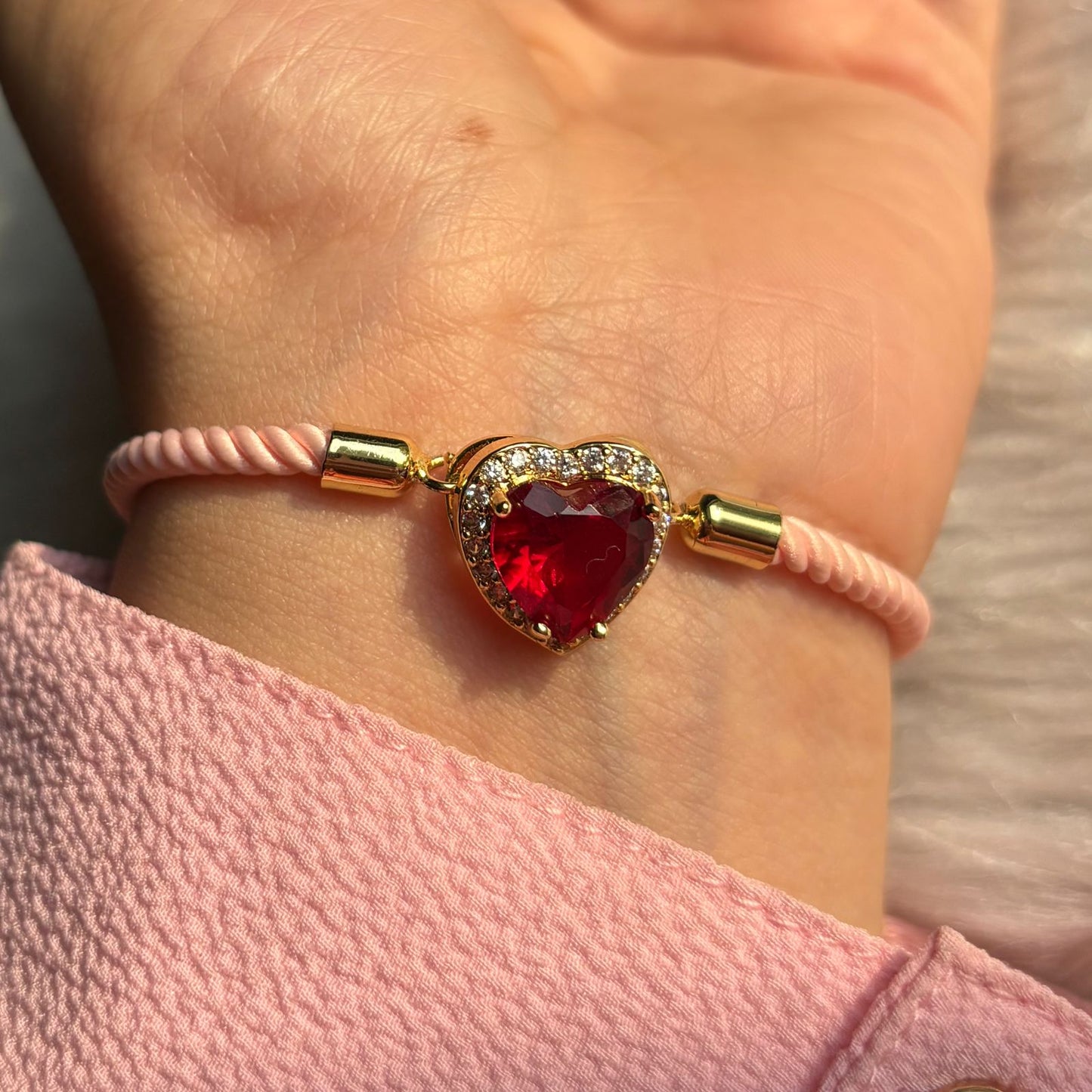 Red Heart Gold Color Bracelet