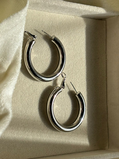 Diana Hoops Earrings - Silver Plated