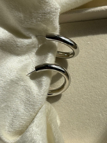 Diana Hoops Earrings - Silver Plated