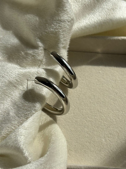 Diana Hoops Earrings - Silver Plated