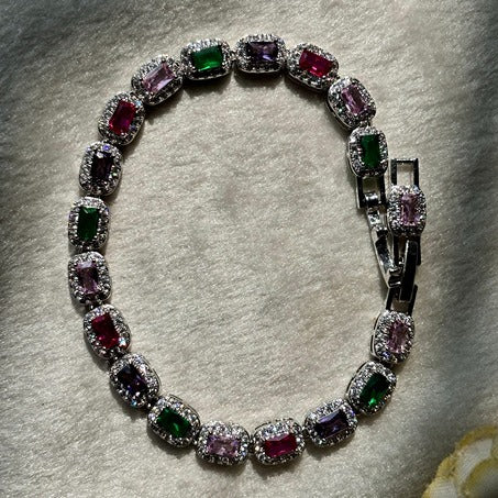 Multi-Colored Diamond Tennis Bracelet