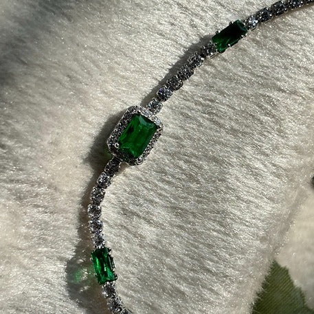 Emerald Glow Tennis Bracelet - Adjustable