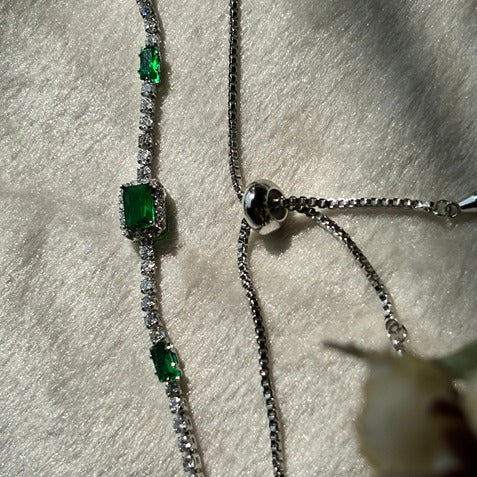 Emerald Glow Tennis Bracelet - Adjustable