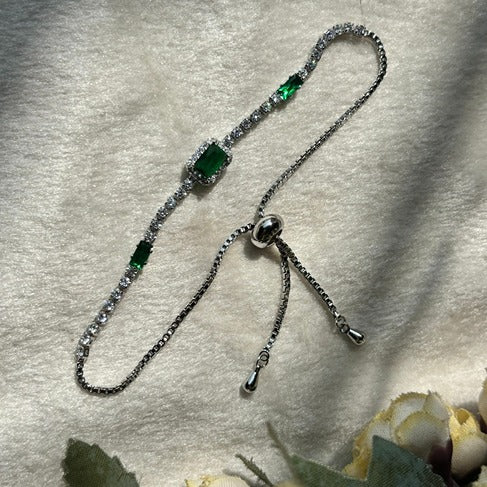 Emerald Glow Tennis Bracelet - Adjustable