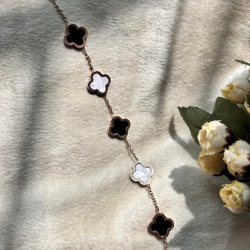 Black and White Clover Bracelet