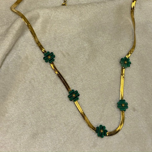 Green Clover Chain Necklace