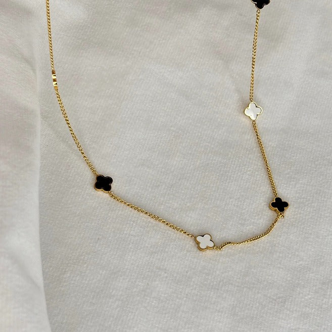 Black & White Clover Necklace