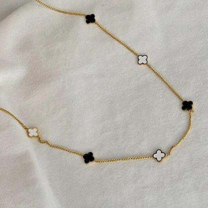 Black & White Clover Necklace