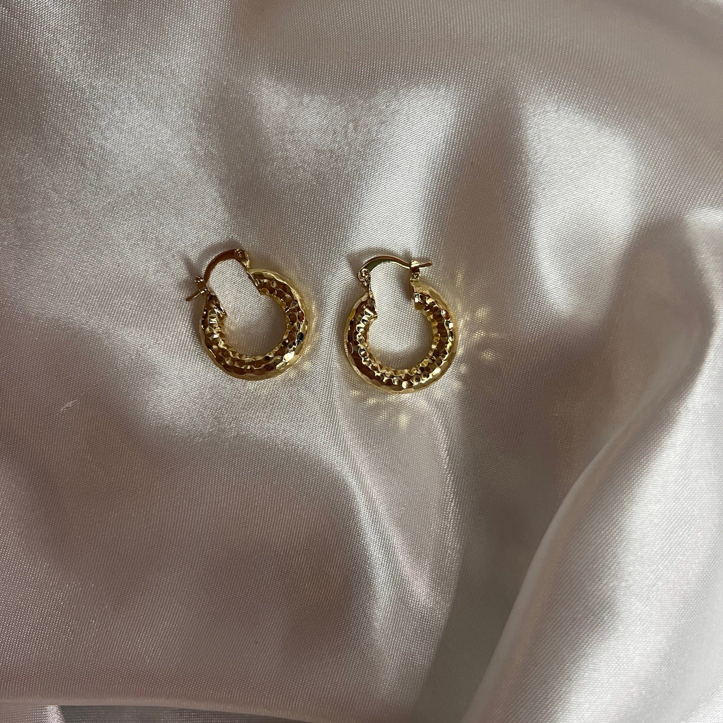 Hammered Gold Hoop Earrings