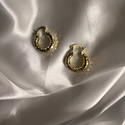 Hammered Gold Hoop Earrings