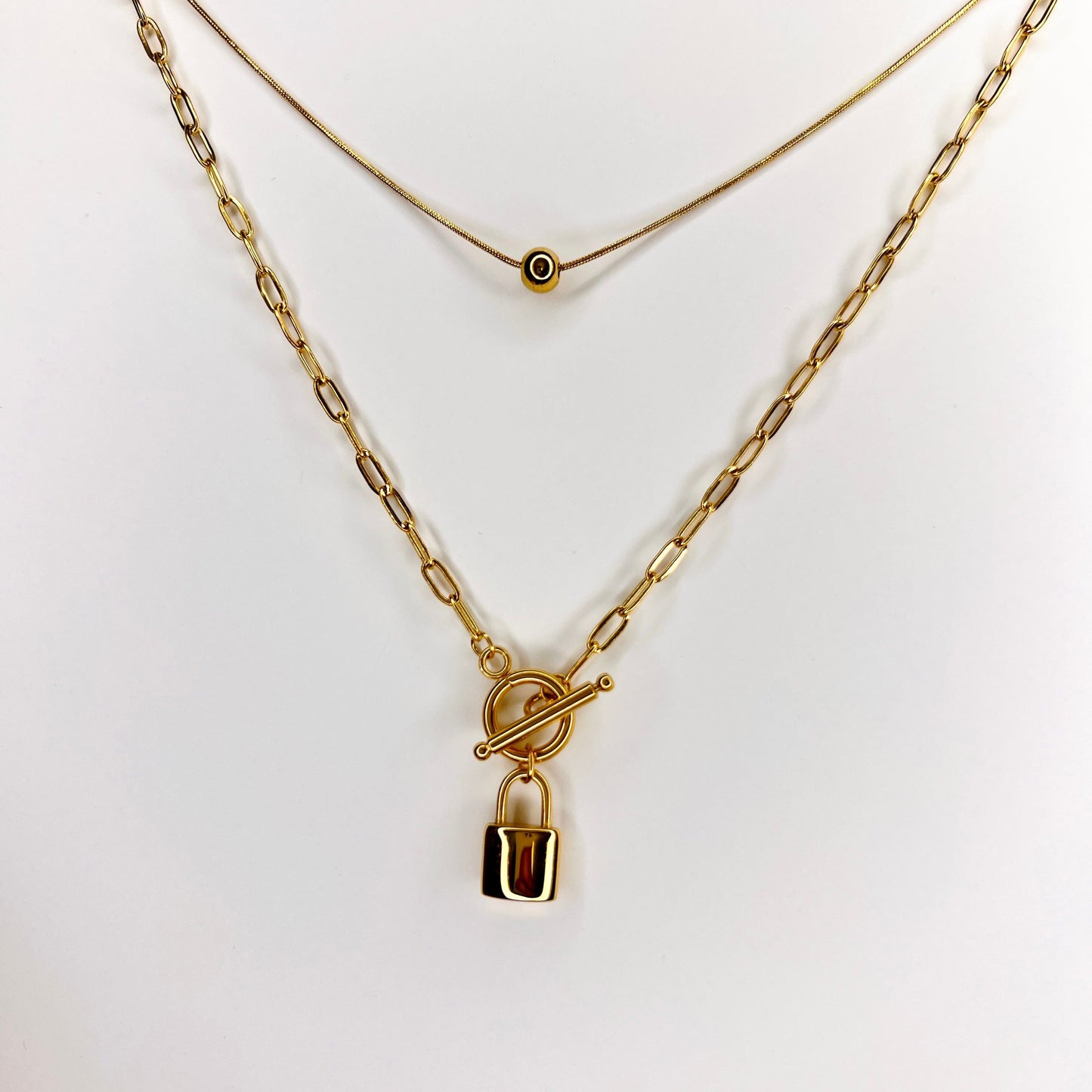 Golden Lock Layers Necklace