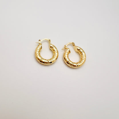 Hammered Gold Hoop Earrings