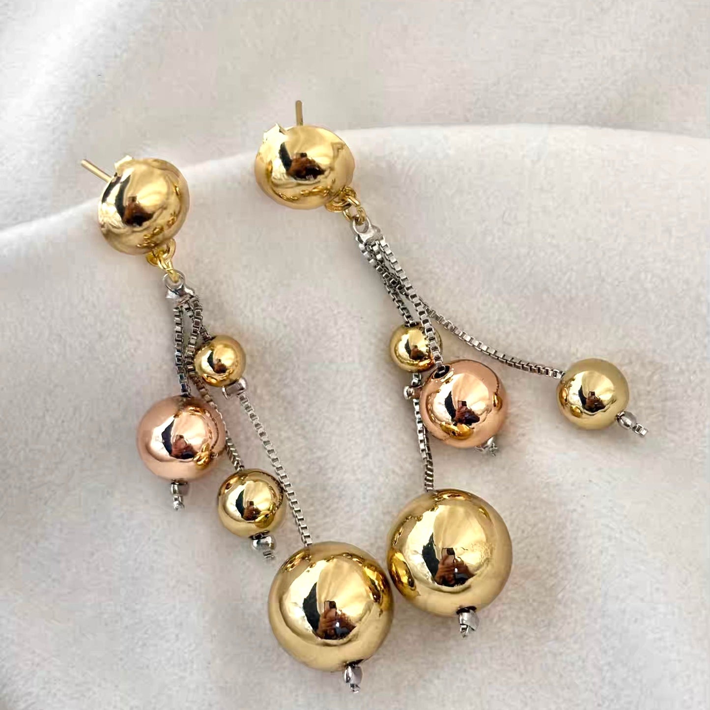 Golden Pearl Strings Earrings