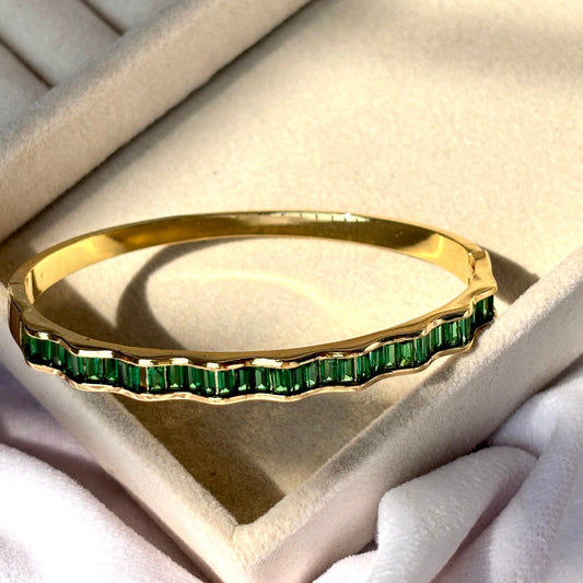 Emerald Hand Cuff Bracelet