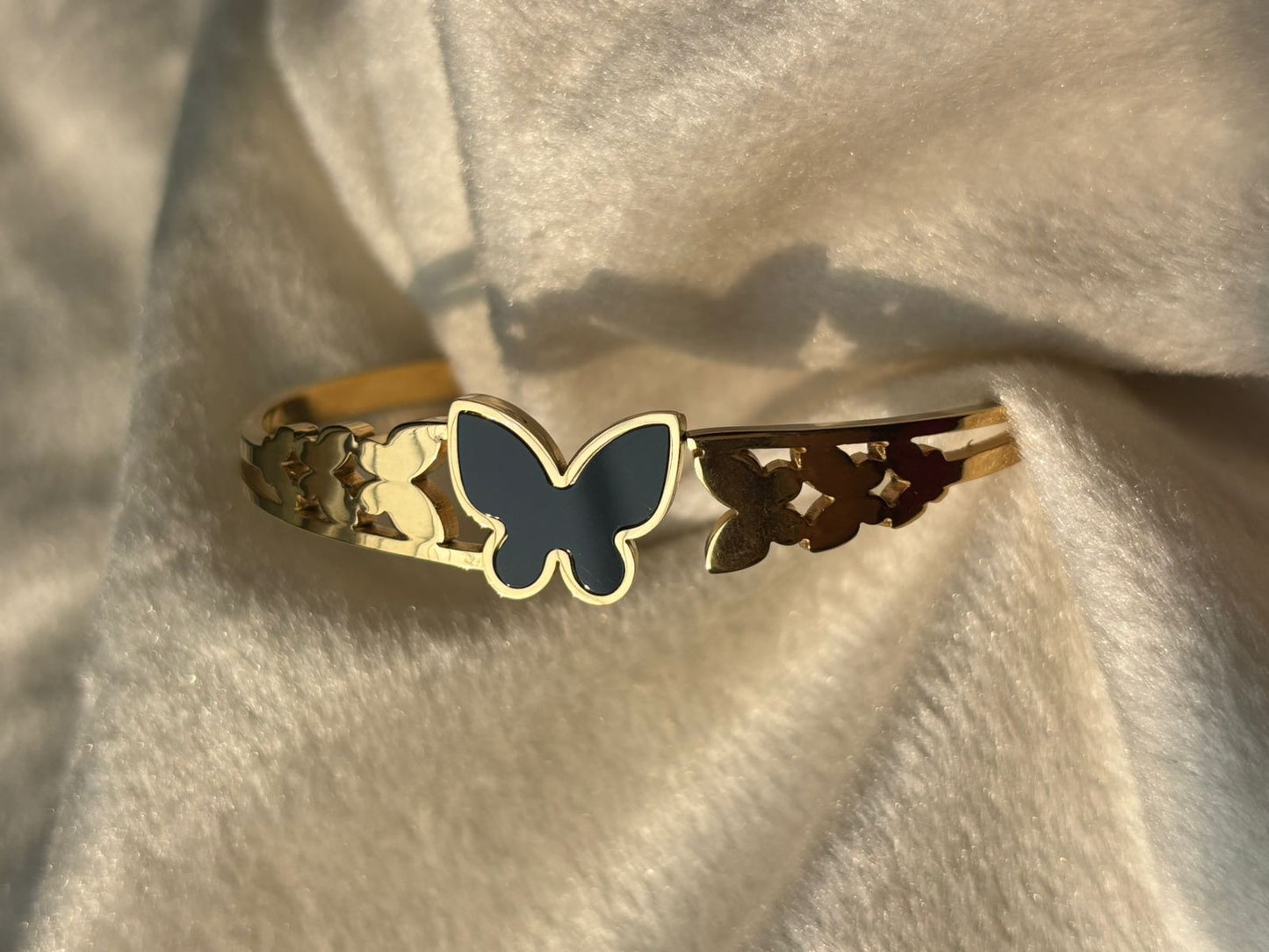 Onyx Butterfly Bangle Bracelet