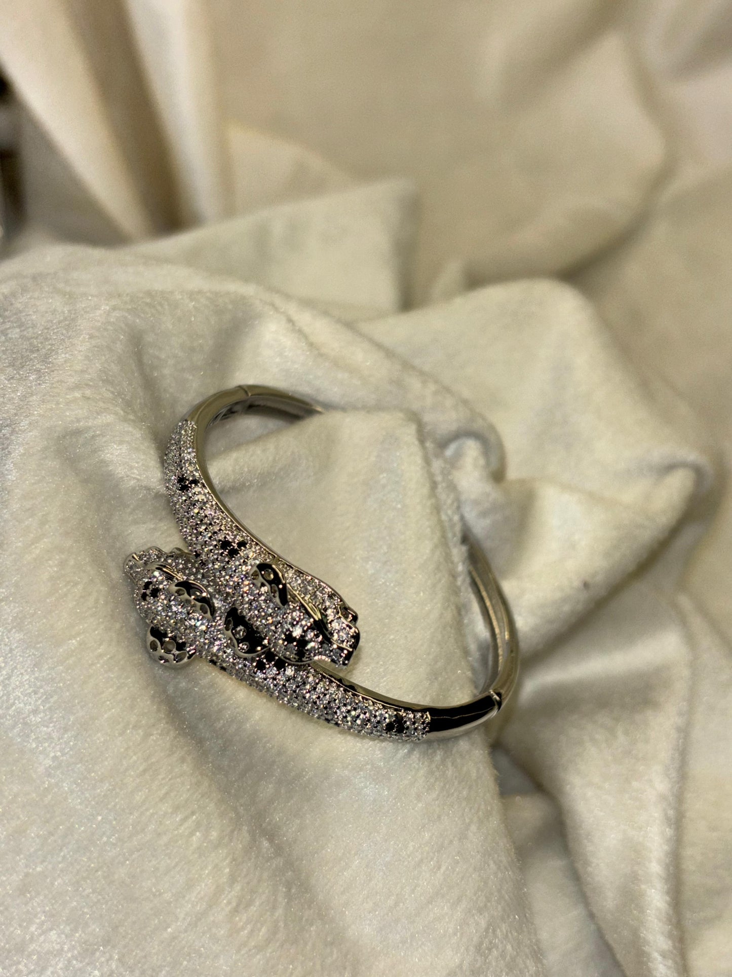 Cheetah Inspired Hand Cuff Bracelet - Silver