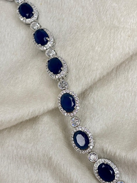 Blue Sapphire Studded Tennis Bracelet