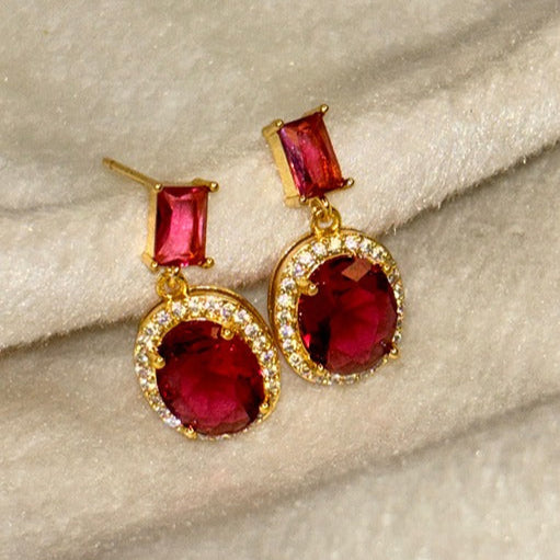 Ruby Red Drop Earrings