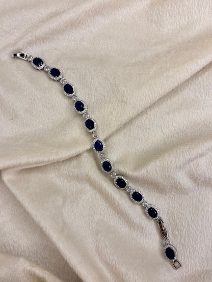 Blue Sapphire Studded Tennis Bracelet