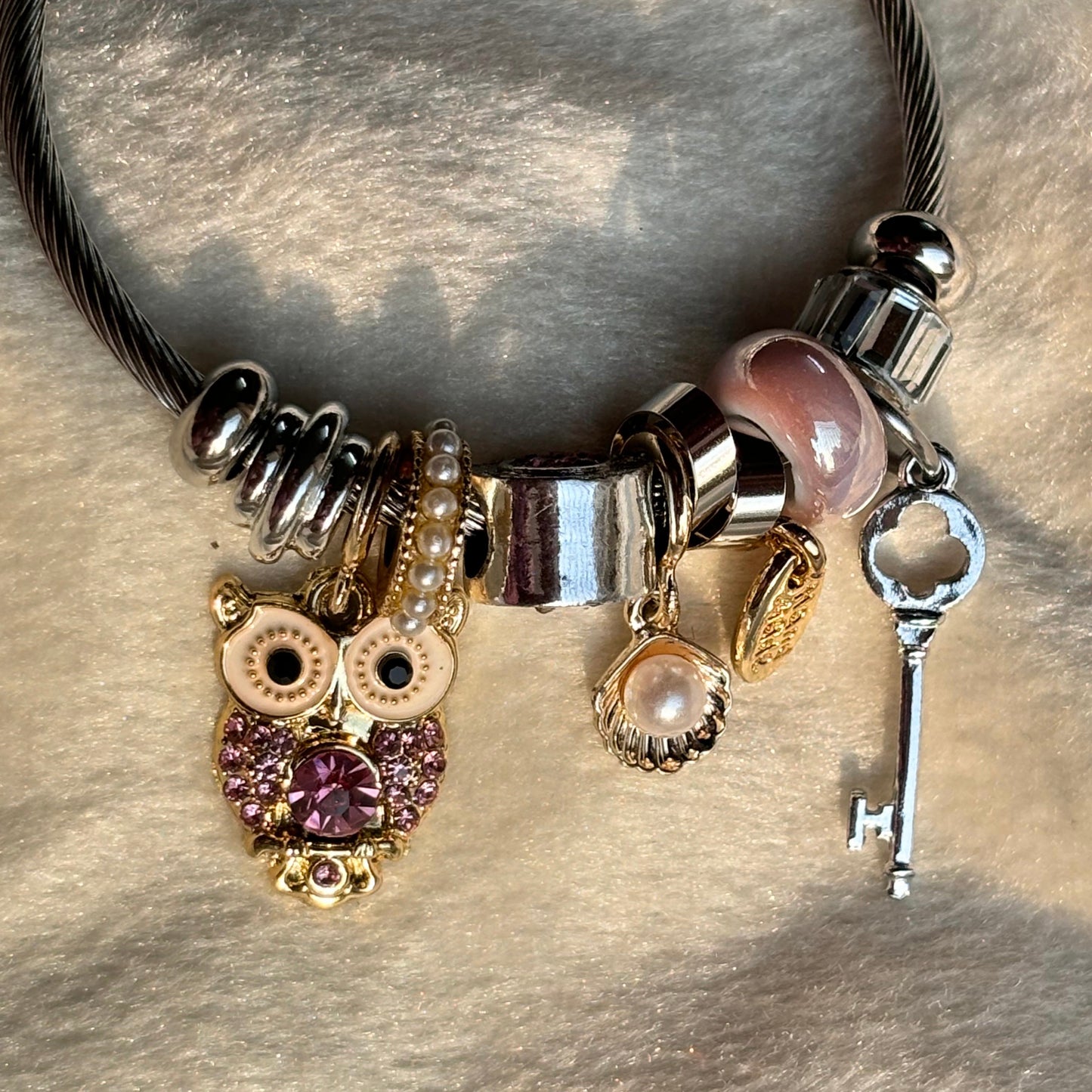 Silver owl bracelet