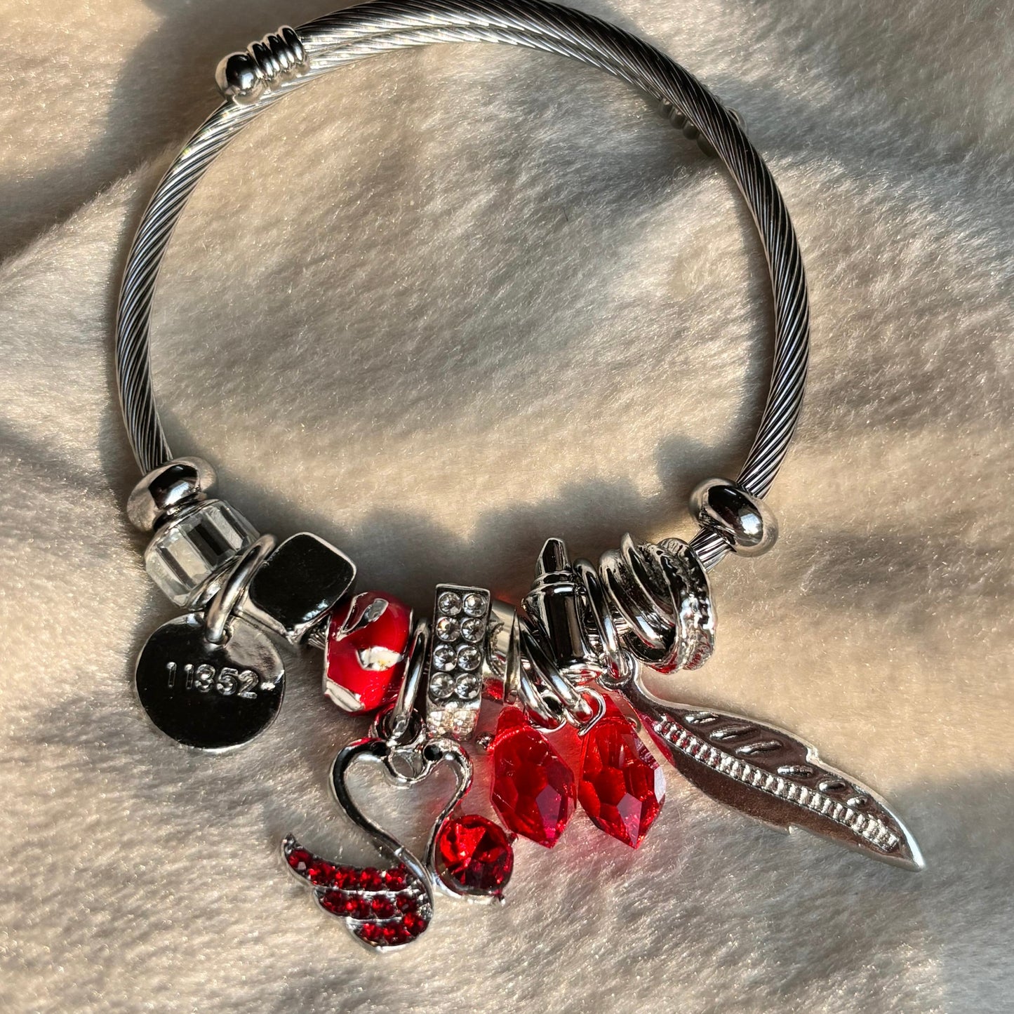 Silver Red charm bracelet