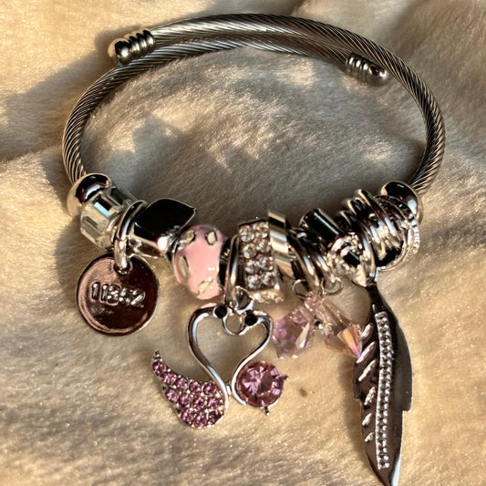 Silver Pink Swan bracelet