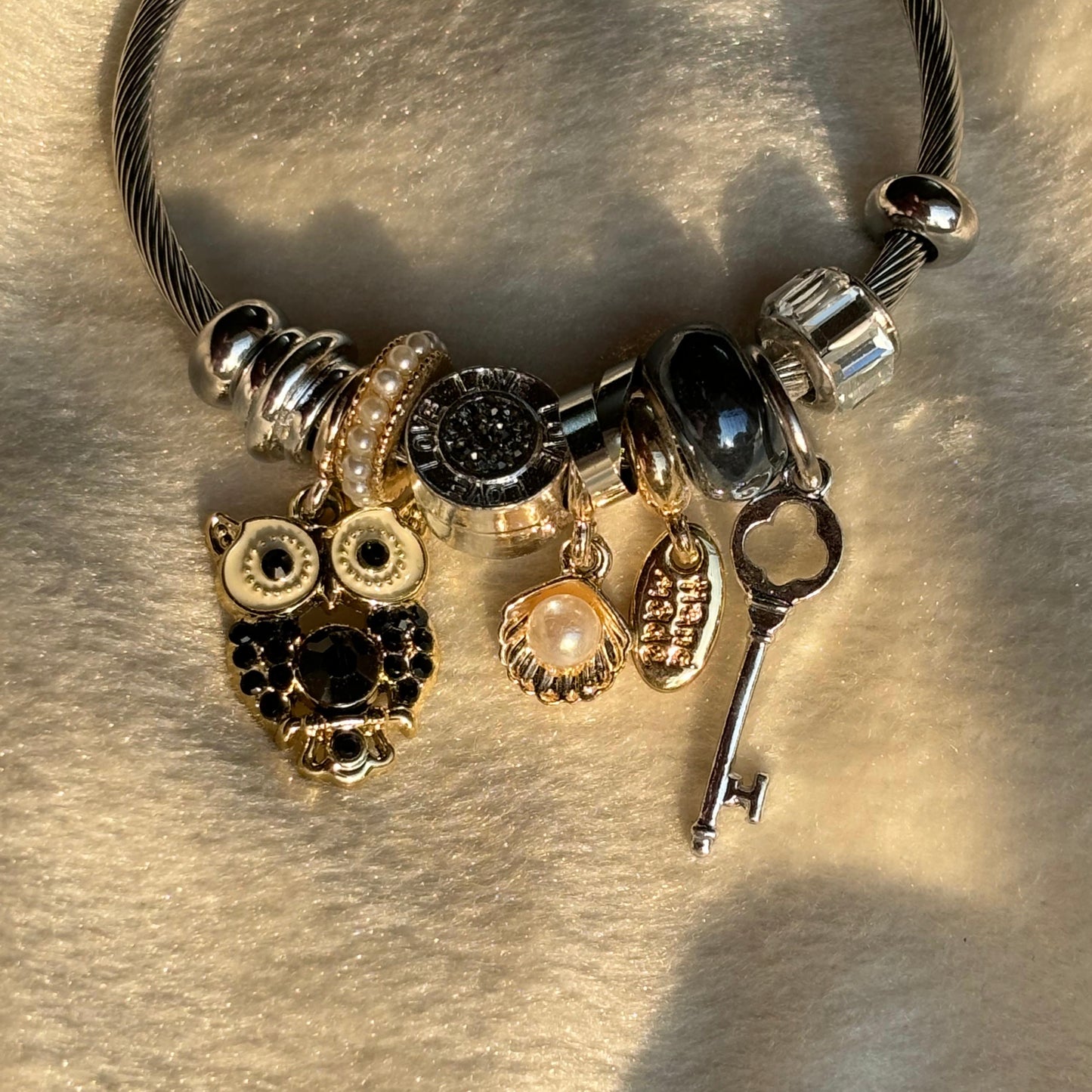 Silver owl bracelet