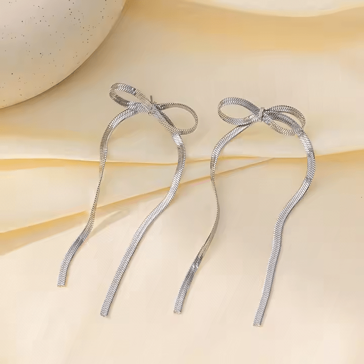 Cute Bow Earrings - Silver