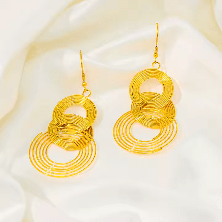 Golden Trio Dangle Earrings