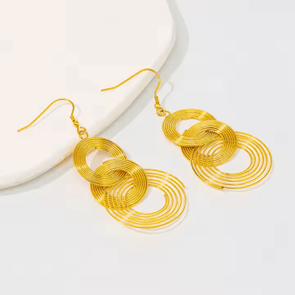 Golden Trio Dangle Earrings