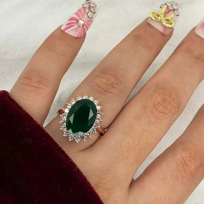 Green Emerald Dome Ring