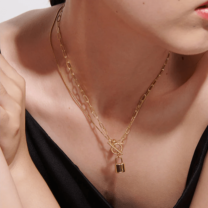 Golden Lock Layers Necklace