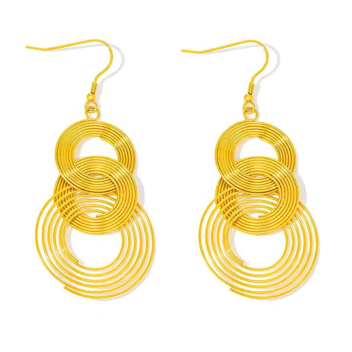 Golden Trio Dangle Earrings